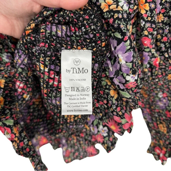 ByTiMo Tuckernuck Small Smocked 3/4 Sleeve Blouse Bright Field Dark Florals - Picture 8 of 10